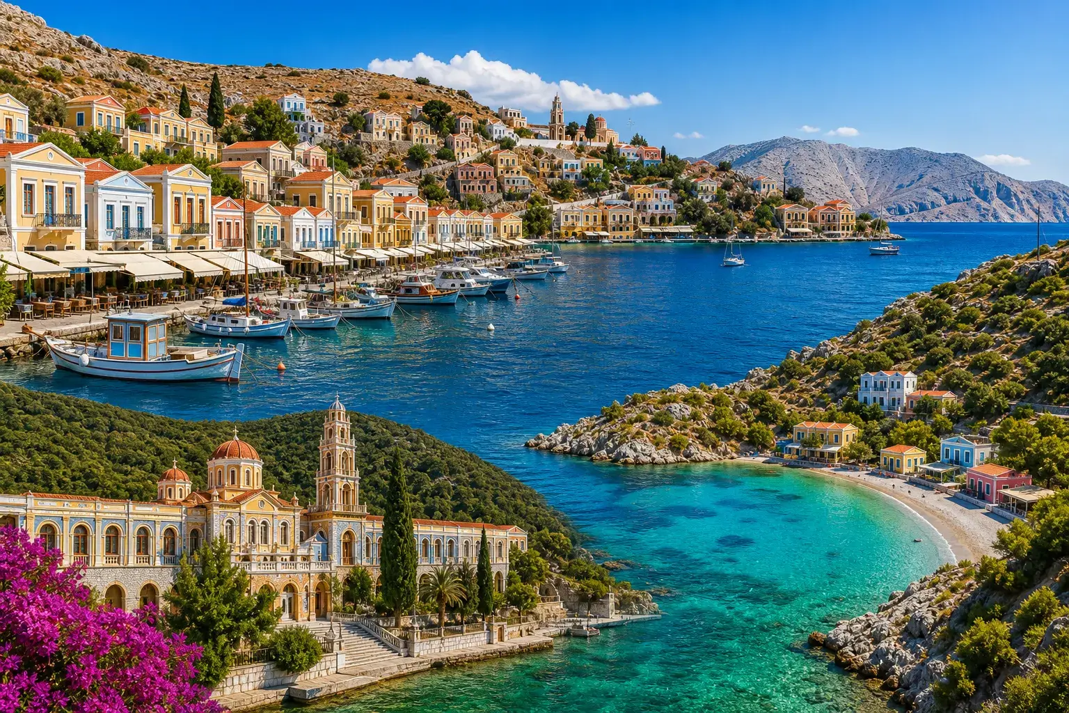 Populära områden att bo i Symi för alla plånböcker